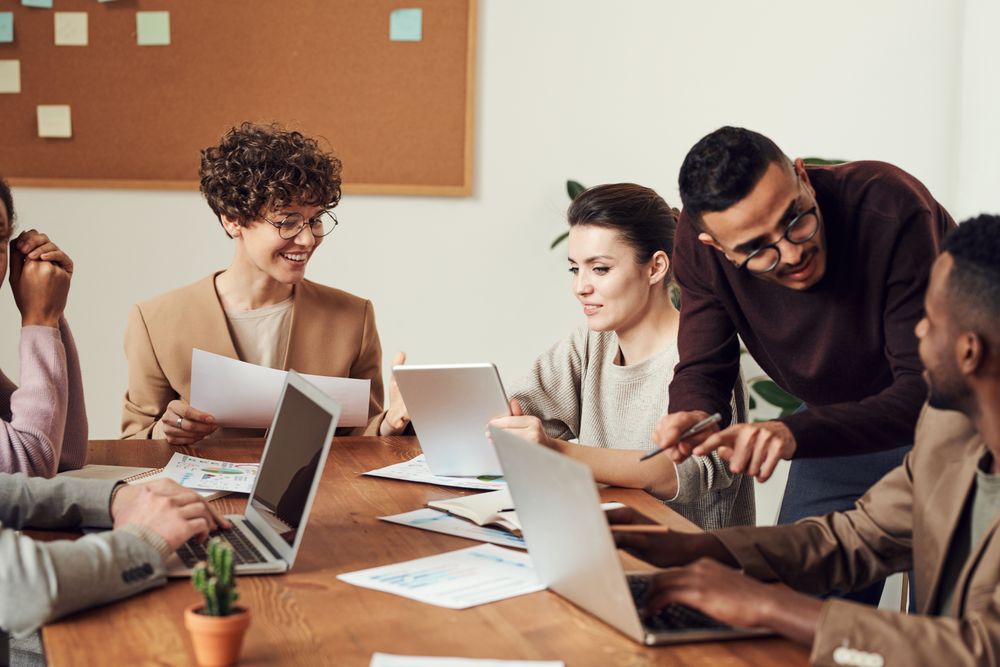 Employees engaged in a corporate wellness program